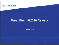 Unaudited 1Q2020 Results
