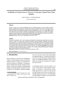 Availability of Infrastructure for Poverty in Indonesia: Spatial Panel Data Analysis