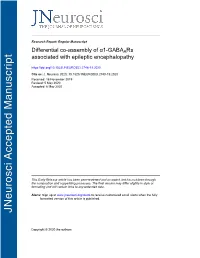 Differential Co-Assembly of Α1-Gabaars Associated with Epileptic Encephalopathy