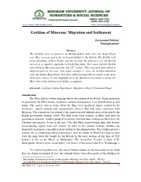 Gorkhas of Mizoram: Migration and Settlement