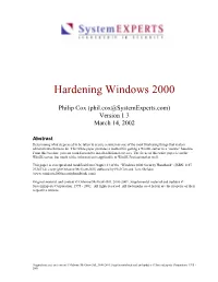 Hardening Windows 2000