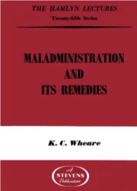Maladministration and Its Remedies
