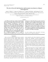 The Tale of the Tail: Limb Function and Locomotor Mechanics in Alligator Mississippiensis Jeffrey S