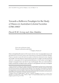 Towards a Reflexive Paradigm for the Study of Musics in Australian Colonial Societies (1788–1900)*