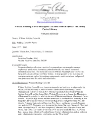 William Hodding Carter III Papers: a Guide to His Papers at the Jimmy Carter Library
