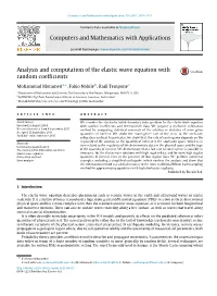 Analysis and Computation of the Elastic Wave Equation with Random Coefficients