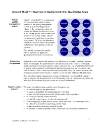 Content Sheet 7-1: Overview of Quality Control for Quantitative Tests