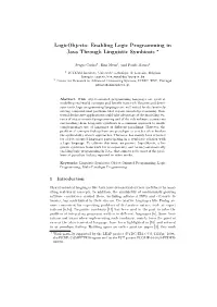 Enabling Logic Programming in Java Through Linguistic Symbiosis ?