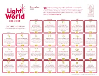 Light the World 2020 Prompt Calendar US Version