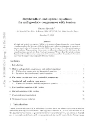 Raychaudhuri and Optical Equations for Null Geodesic Congruences With