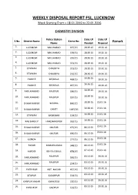 WEEKLY DISPOSAL REPORT FSL, LUCKNOW Week Starting from – 18.01.2016 to 23.01.2016