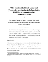Why We Shouldn't Fault Lucas and Penrose for Continuing to Believe In