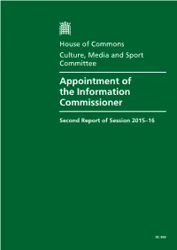 Appointment of the Information Commissioner