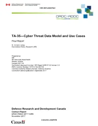 Cyber Threat Data Model and Use Cases Final Report