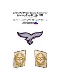 Luftwaffe Officer Career Summaries Changes from 2019 to 2020 Version: 01 April 2020
