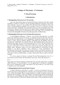 Critique of Theonomy: a Taxonomy — T. David Gordon
