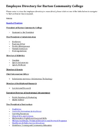 Employee Directory for Barton Community College