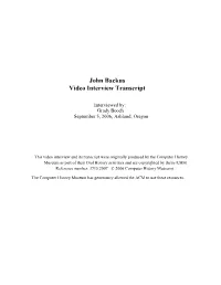 John Backus Video Interview Transcript
