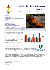 Pembrokeshire Fungus Recorder Issue 3/2012