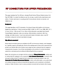 Rf Connectors for Upper Frequencies