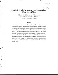 Statistical Mechanics of the Magnetized Pair Fermi Gas
