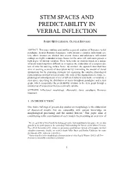 Stem Spaces and Predictability in Verbal Inflection