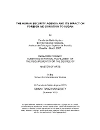 The Human Security Agenda and Its Impact on Foreign Aid Donation to Sudan