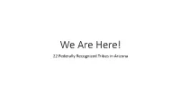 We Are Here! 22 Federally Recognized Tribes in Arizona Organizing Points and Topics to Mention