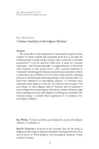 Christian Sensitivity in Interreligious Relation