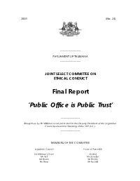Final Report 'Public Office Is Public Trust'