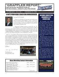 “Grappler Report” the Official Newsletter of the Bucknell Wrestling Program