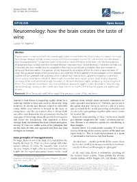 How the Brain Creates the Taste of Wine Gordon M Shepherd