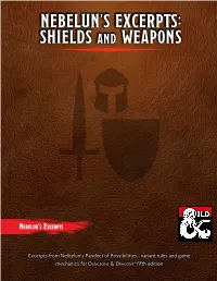 NEBELUN's EXCERPTS: SHIELDS and WEAPONS SHIELDS and WEAPONS SHIELDS