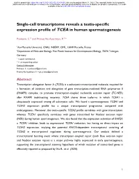 Single-Cell Transcriptome Reveals a Testis-Specific Expression Profile Of