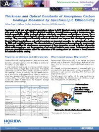 Thickness and Optical Constants of Amorphous Carbon Coatings