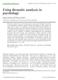 Using Thematic Analysis in Psychology
