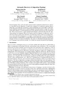 Automatic Discovery of Adposition Typology