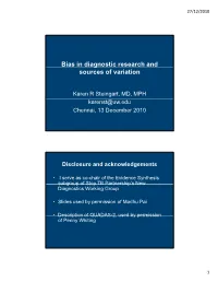 Bias in Diagnostic Research and G Sources of Variation