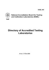 Directory of Accredited Testing Laboratories
