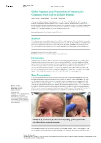 Globe Rupture and Protrusion of Intraocular Contents from Fall in Elderly Patient
