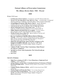 National Alliance of Preservation Commissions the Alliance Review Index: 1984 – Present 2020 Winter 2020 Issue