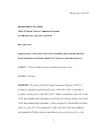 OFCCP 41 CRF Implementation of EO 13672 Prohibiting Discrimination