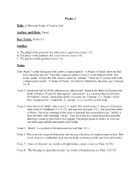 Psalm 3 Author and Date: David Key Verse