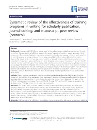 Systematic Review of the Effectiveness of Training Programs in Writing For