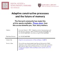 Adaptive Constructive Processes and the Future of Memory