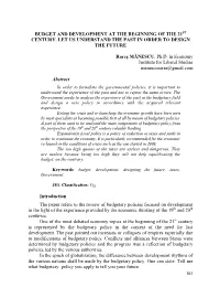 Budget and Development at the Beginning of the 21St Century