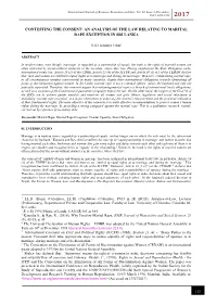 Contesting the Consent: an Analysis of the Law Relating to Marital Rape Exception in Sri Lanka
