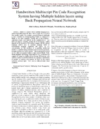 Handwritten Multiscript Pin Code Recognition System Having Multiple Hidden Layers Using Back Propagation Neural Network