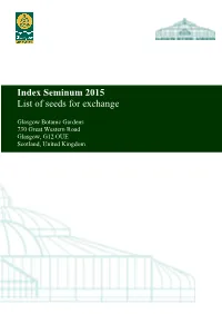 Index Seminum 2015 List of Seeds for Exchange