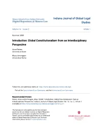 Introduction: Global Constitutionalism from an Interdisciplinary Perspective